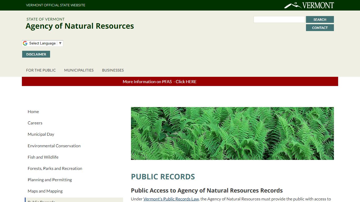 Public Records | Agency of Natural Resources - Vermont